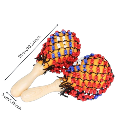 Wooden Maracas Wood Handle Beaded Maracas Materials Wooden Maraca for Kids, Beginners, Stage Performance, Party