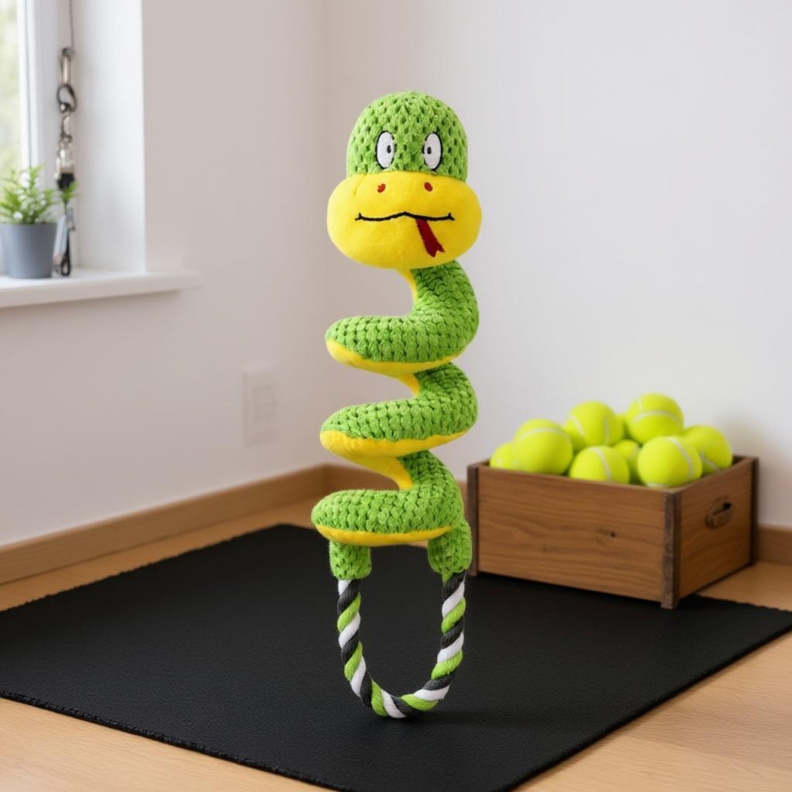 Squeaky Snake Toy Rope Loop Squeaky Dog Toy Interactive for Chewing