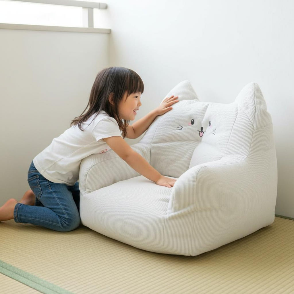 Kitten-Shaped Kids Sofa Lightweight Soft Toddler Sofa Portable for Playroom