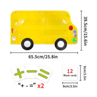 Bus Mathematical Ruler Chart Interactive Addition Subtraction Pocket Chart Wipe-Clean Cards Mathematical Ruler Learning Game for Teachers, Classroom