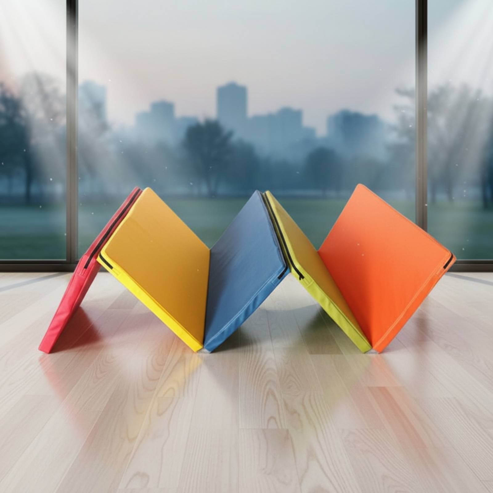 Foldable Folding Tumbling Mat Thick Padded Rainbow Kids Mat Easy to Stow-Away Eco-Friendly for Playroom