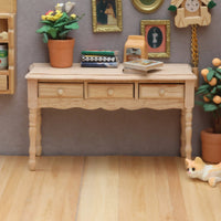 1:12 Scale Dollhouse Desk Apron Miniature Wood Table Retro Style