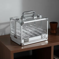 600 Pieces Mahjong Case Large Capacity Aluminum Mahjong Case Portable Handle Transparent Game Piece Holder
