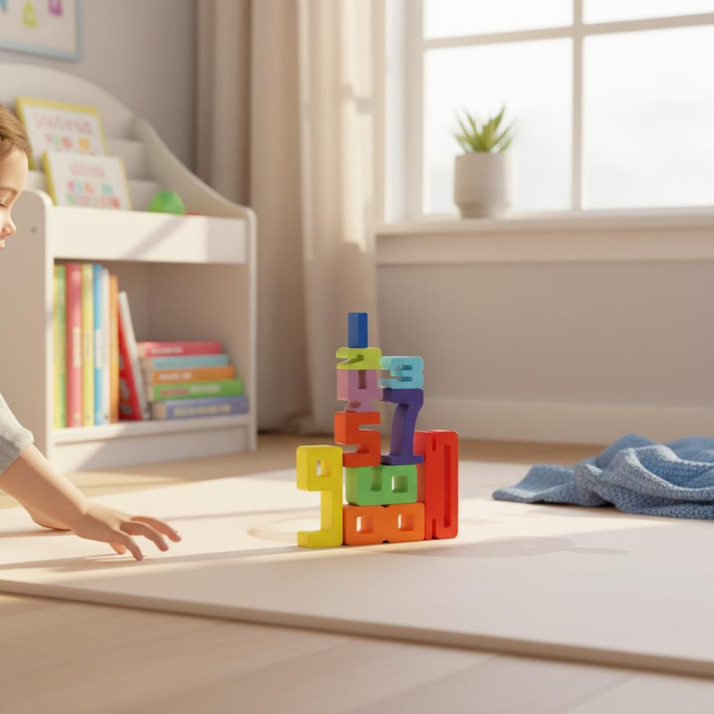 Wooden Number Stacking Blocks Learn Through Play Colorful Wooden Number Game