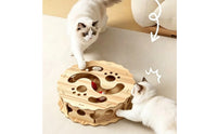 Wooden Cat Maze Cutout Openings Cat Maze Toy Natural Wood