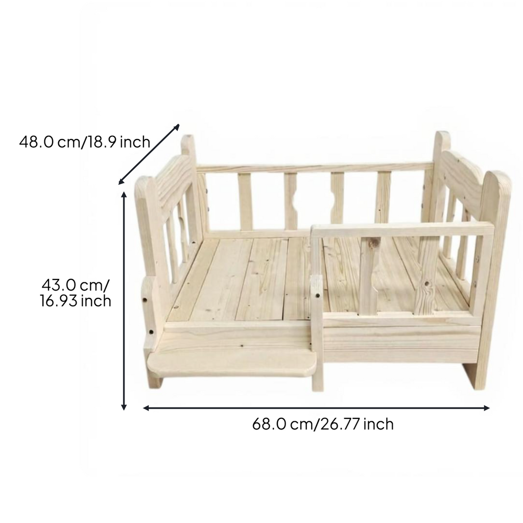 Elevated Wooden Pet Bed Frame, Indoor Pet House