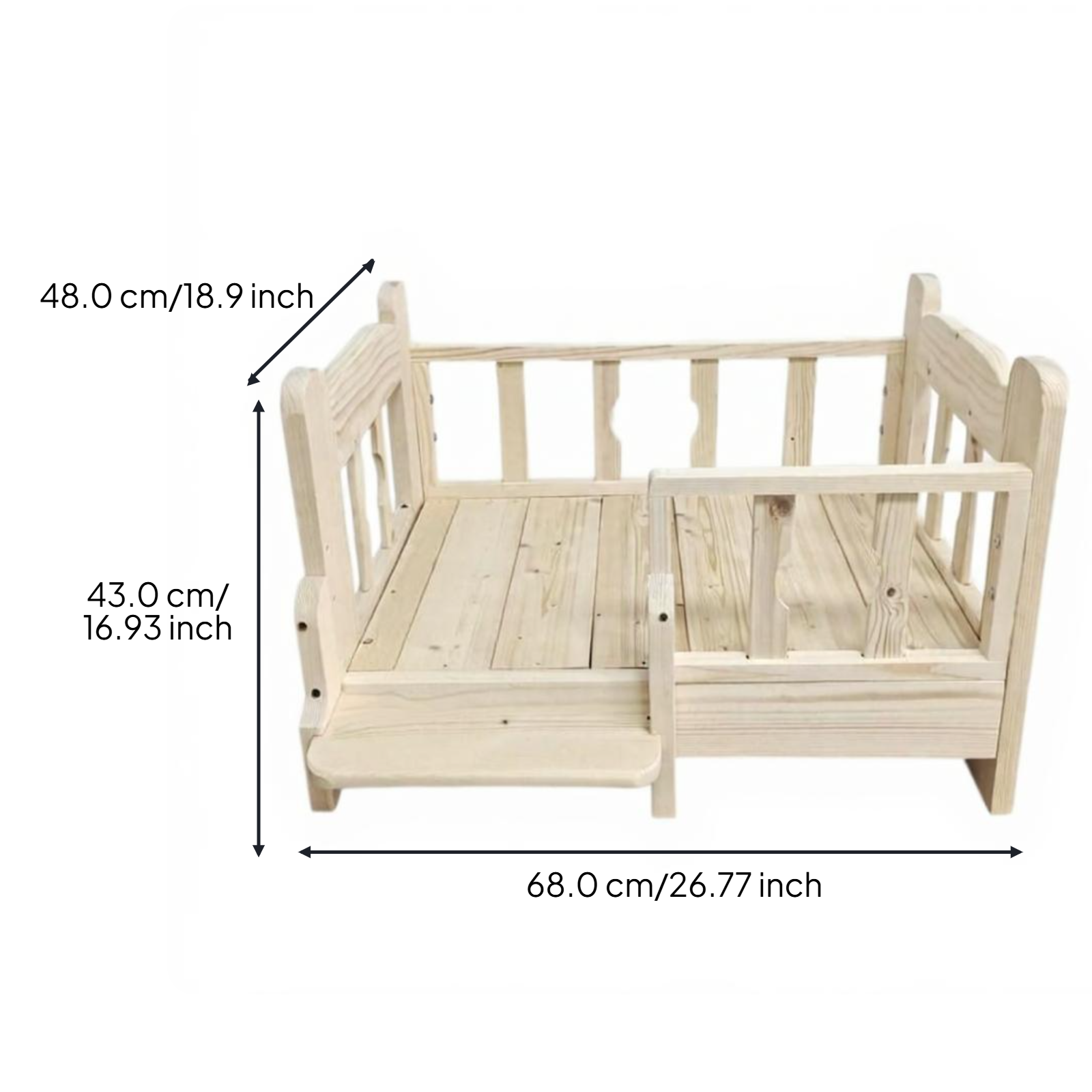 Elevated Wooden Pet Bed Frame, Indoor Pet House