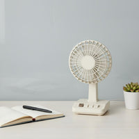 Retro Desktop Fan Small-Sized Design Type-C Battery-Powered Fan Adjustable Speed Motorless Engine for Dorm Room