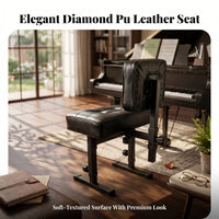 Adjustable Piano Bench Musical Furniture Quilted Bridge-Leg