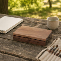 Paint Box with Wells Rectangular Wooden Paint Box Vintage for Painters, Artists, Art Studio