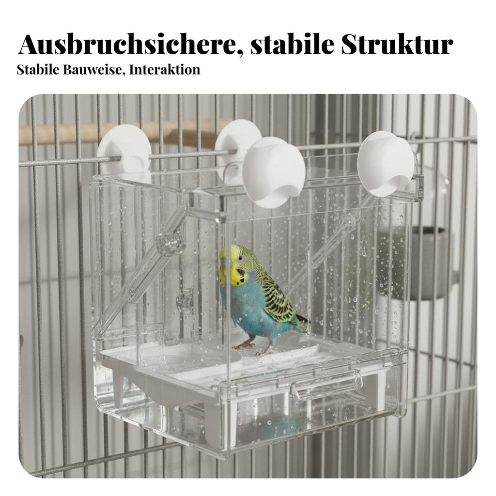 Multi-Functional Bird Feeder Bath Anti-Splash Parrot Shower Box Multipurpose Use