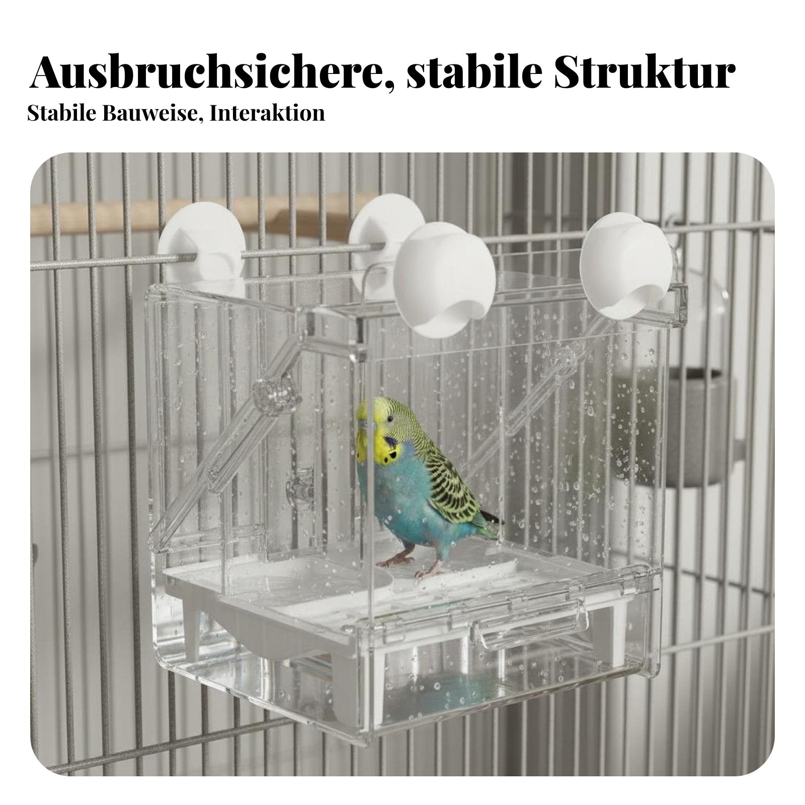 Multi-Functional Bird Feeder Bath Anti-Splash Parrot Shower Box Multipurpose Use