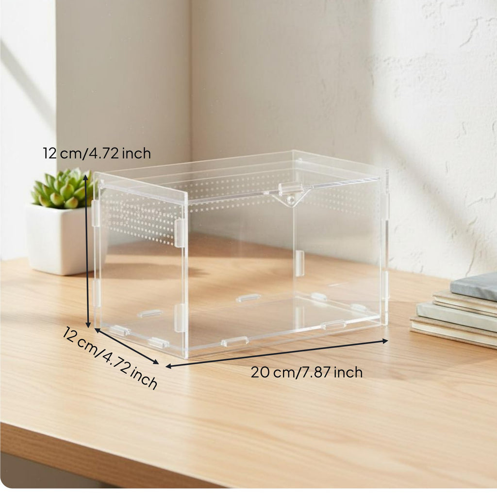 Transparent Reptile Enclosure High See-Through Clear Reptile Habitat 360° Panoramic View Clear Acrylic Terrarium for Small Pet Owners