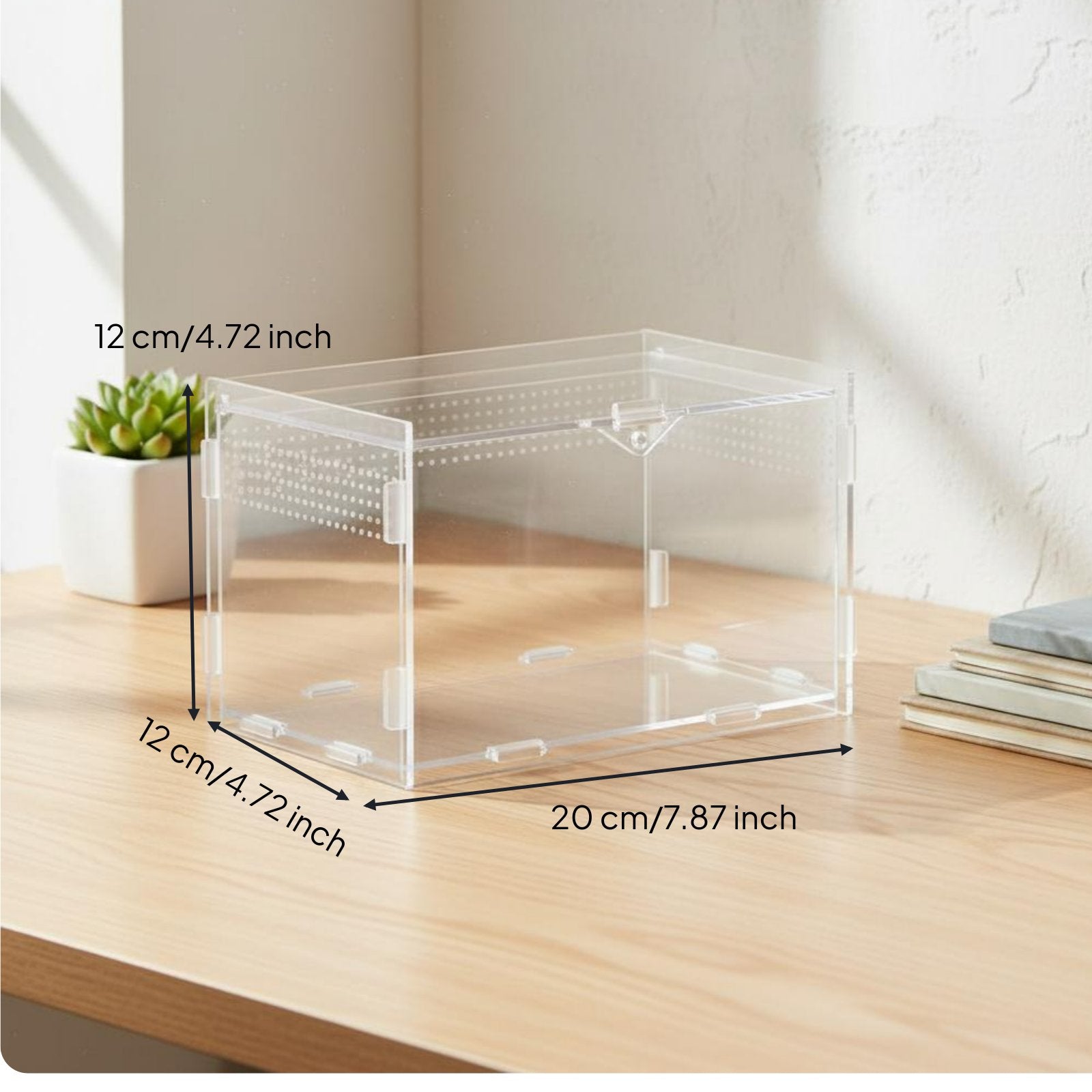 Transparent Reptile Enclosure High See-Through Clear Reptile Habitat 360° Panoramic View Clear Acrylic Terrarium for Small Pet Owners