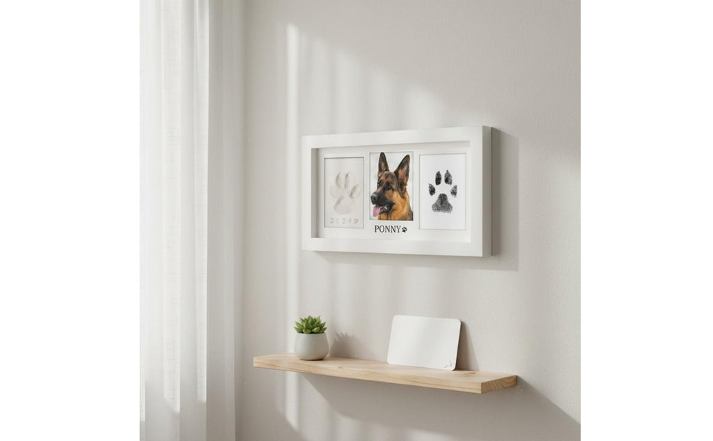 Pet Paw Print Frame Kit Clean-Press Ink Pad for Office Desk, New Puppy Owners