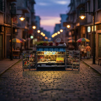 Illuminated Newsstand Model Built-in Light Micro Vendor Scene High Intricacy