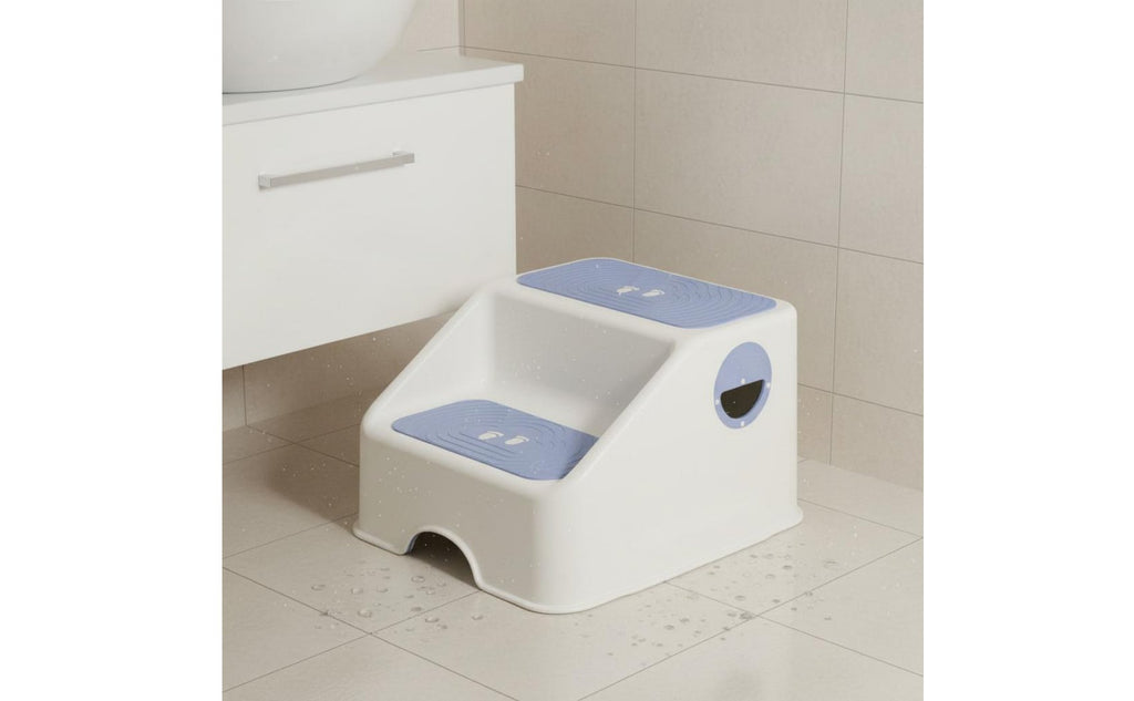 Toddler Bathroom Stool Anti-Tip Design Kids' 2-Step Stool Two-Tier Height