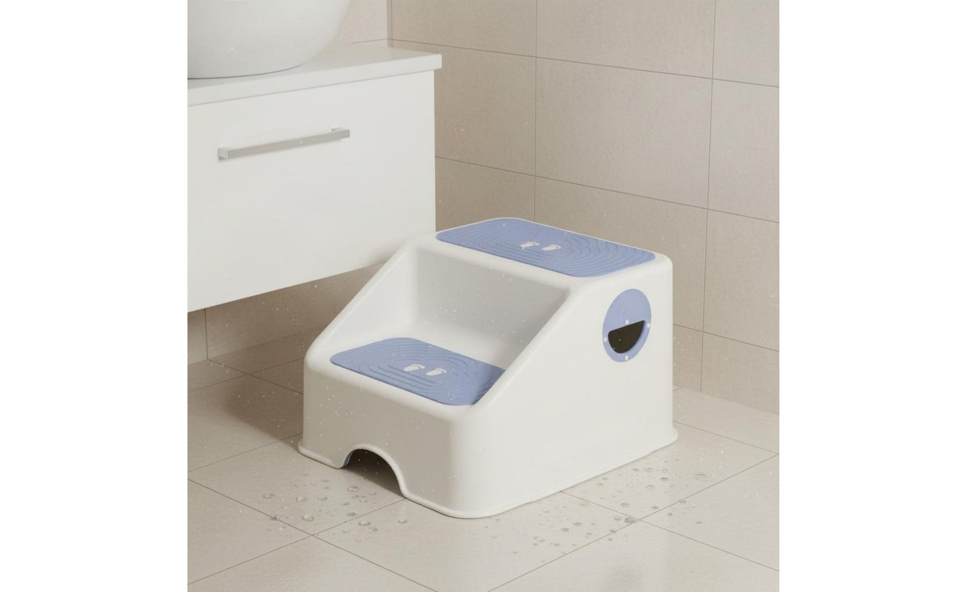 Toddler Bathroom Stool Anti-Tip Design Kids' 2-Step Stool Two-Tier Height