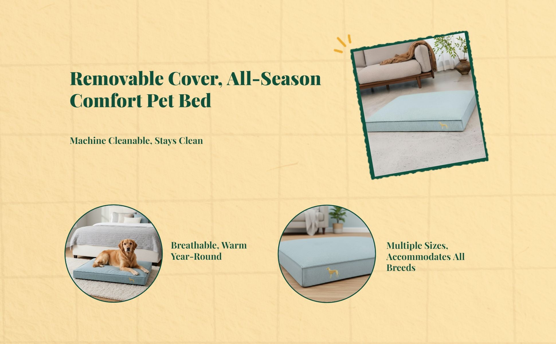 Orthopedic dog bed, washable cover