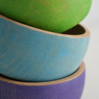 6 Pieces Wooden Colorful Bowl Set Nested Nesting Bowl Set Stackable Tableware