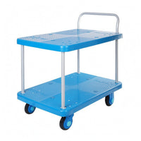 Two-Tier Hand Cart Folding Flat Cart Smooth Effortless-Rolling Casters Folding Hand Truck