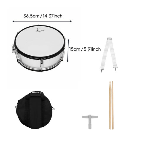 14 Inch Snare Drum with Shoulder Strap Marching Snare Drum Drumsticks Included
