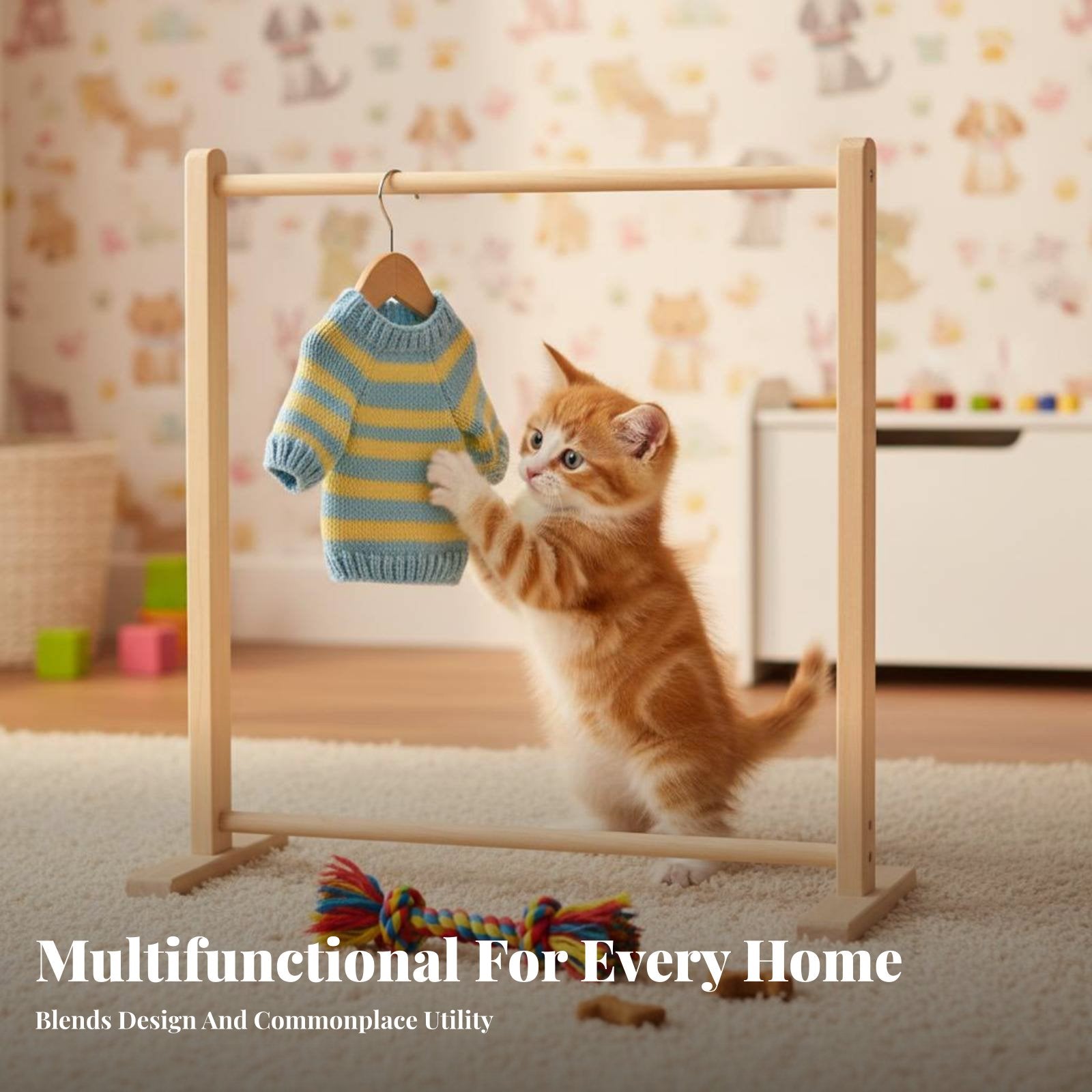 Miniature Pet Wardrobe Minimalist aesthetic Garment Rack adaptable for Living Room