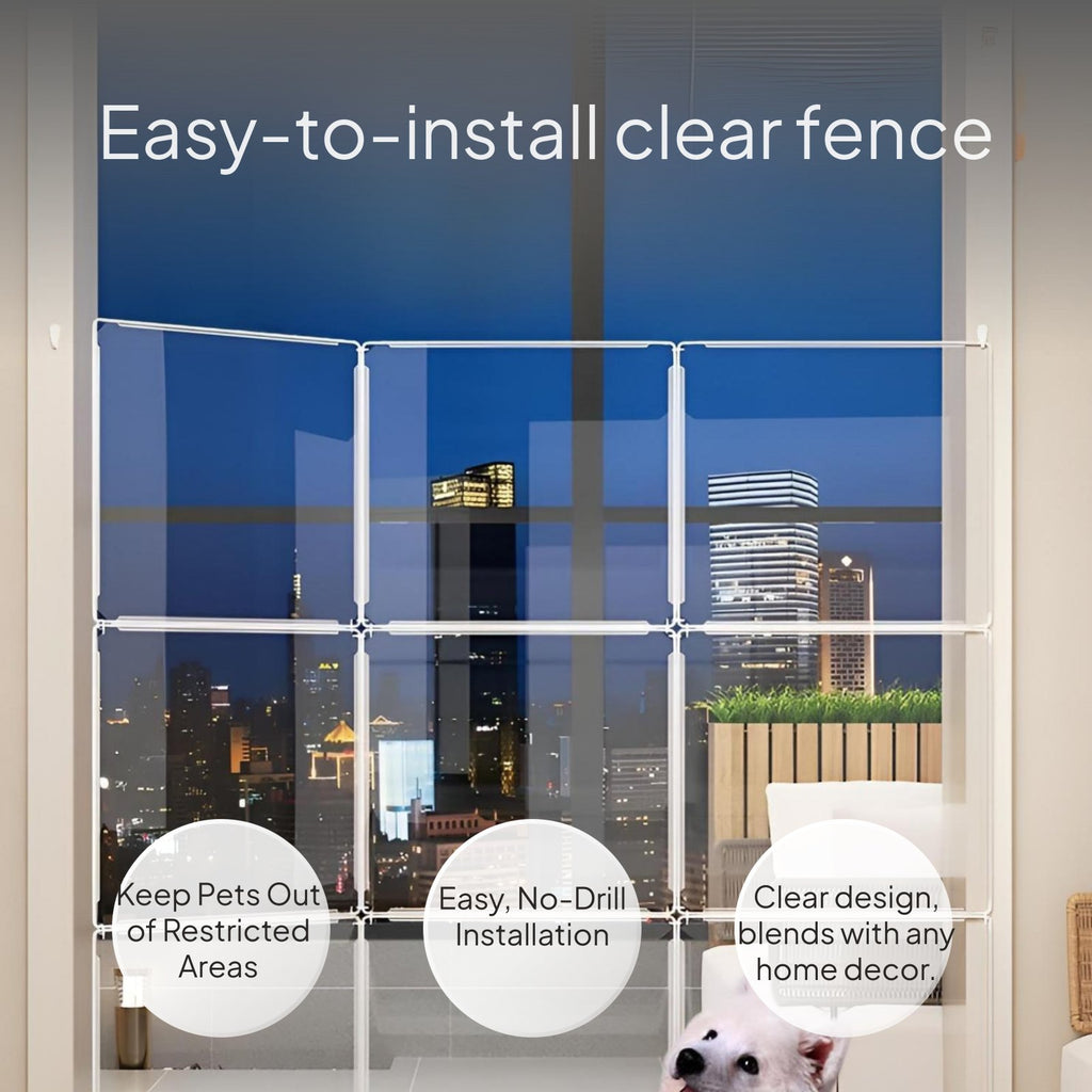 6-panel clear resin indoor pet barrier