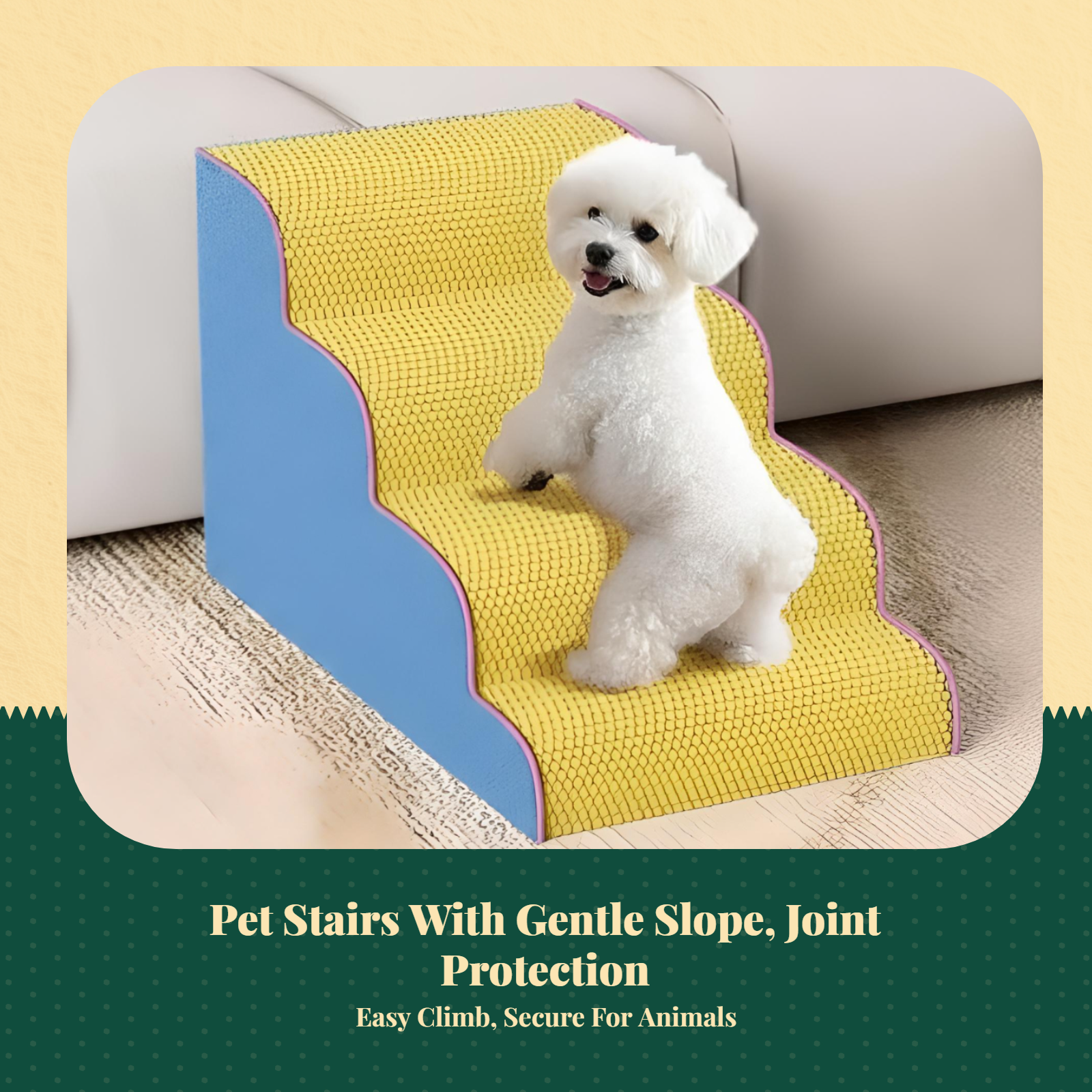 Non-slip dog stairs, gentle ramp