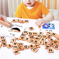 Wooden Spelling Game Uppercase Letters Wooden Letter Blocks Basic Words