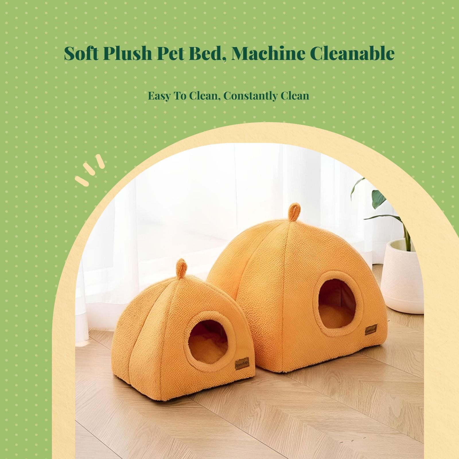 Pumpkin Cat Bed, Enclosed Calming Den for Small Pets