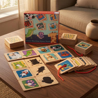 Threading Puzzle Fine Motor Skills Wooden Animal Sorting Board Educational Style