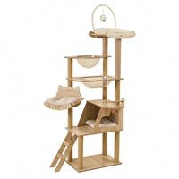 Wooden Feline Tree Sisal-Wrapped Pet Furniture Padded