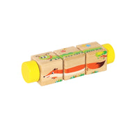 Wooden Rotating Block Puzzle Natural Wood Infant Toy Screen Unrestricted