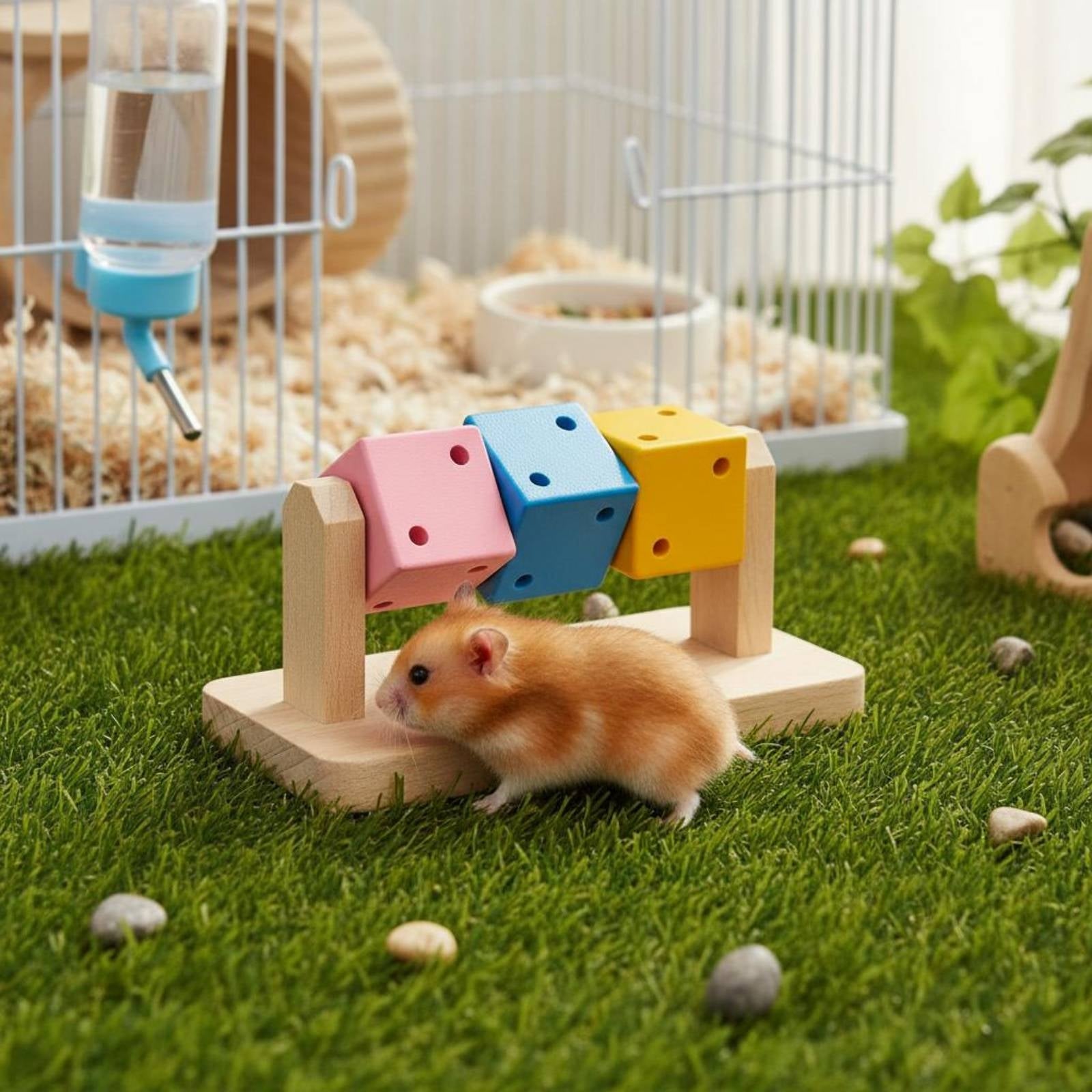 Wooden Hamster Gnaw Toy Natural Wood Small Pet Activity Toys Polished Finish