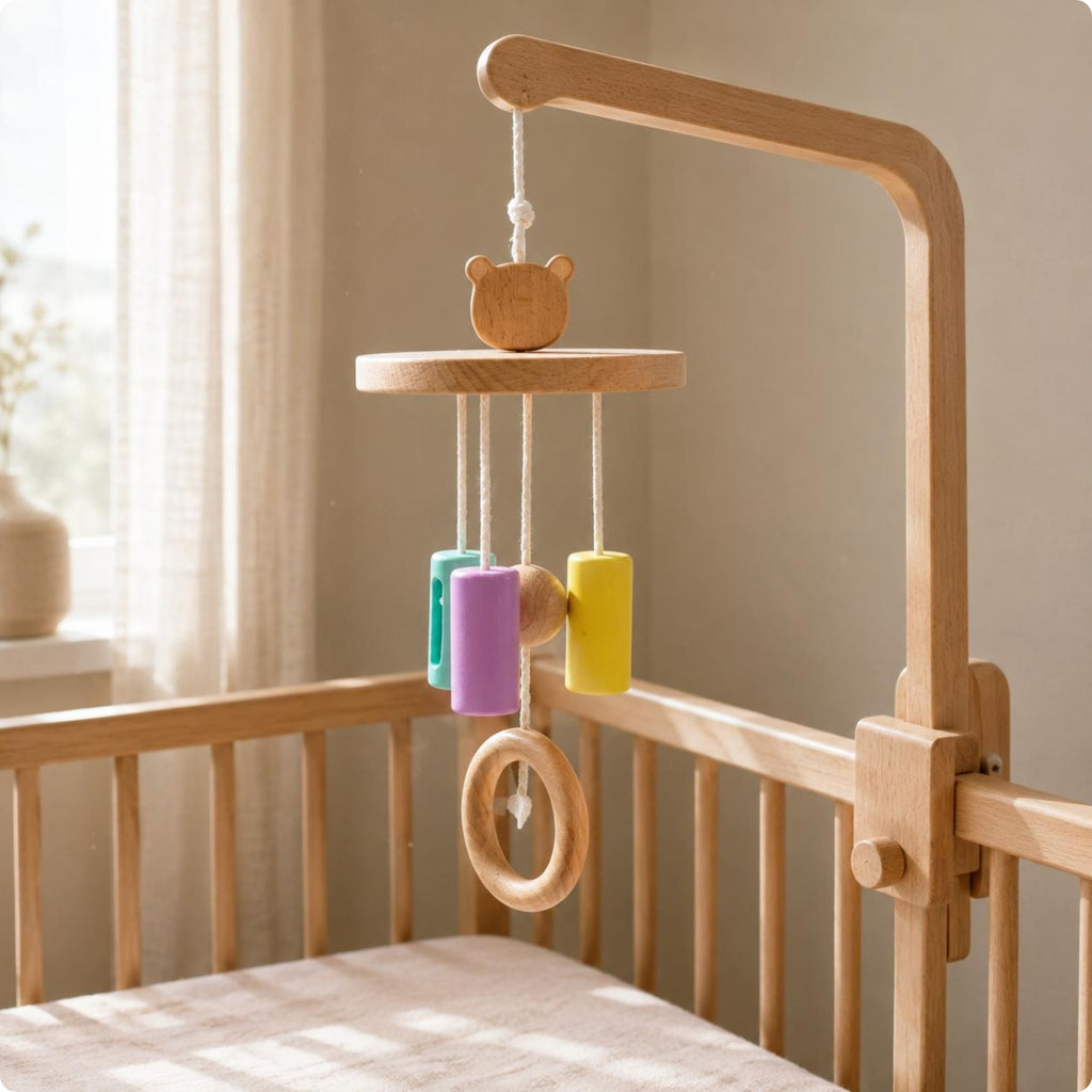 Educational Crib Mobile Natural Wooden Crib Mobile Handmade for Infants