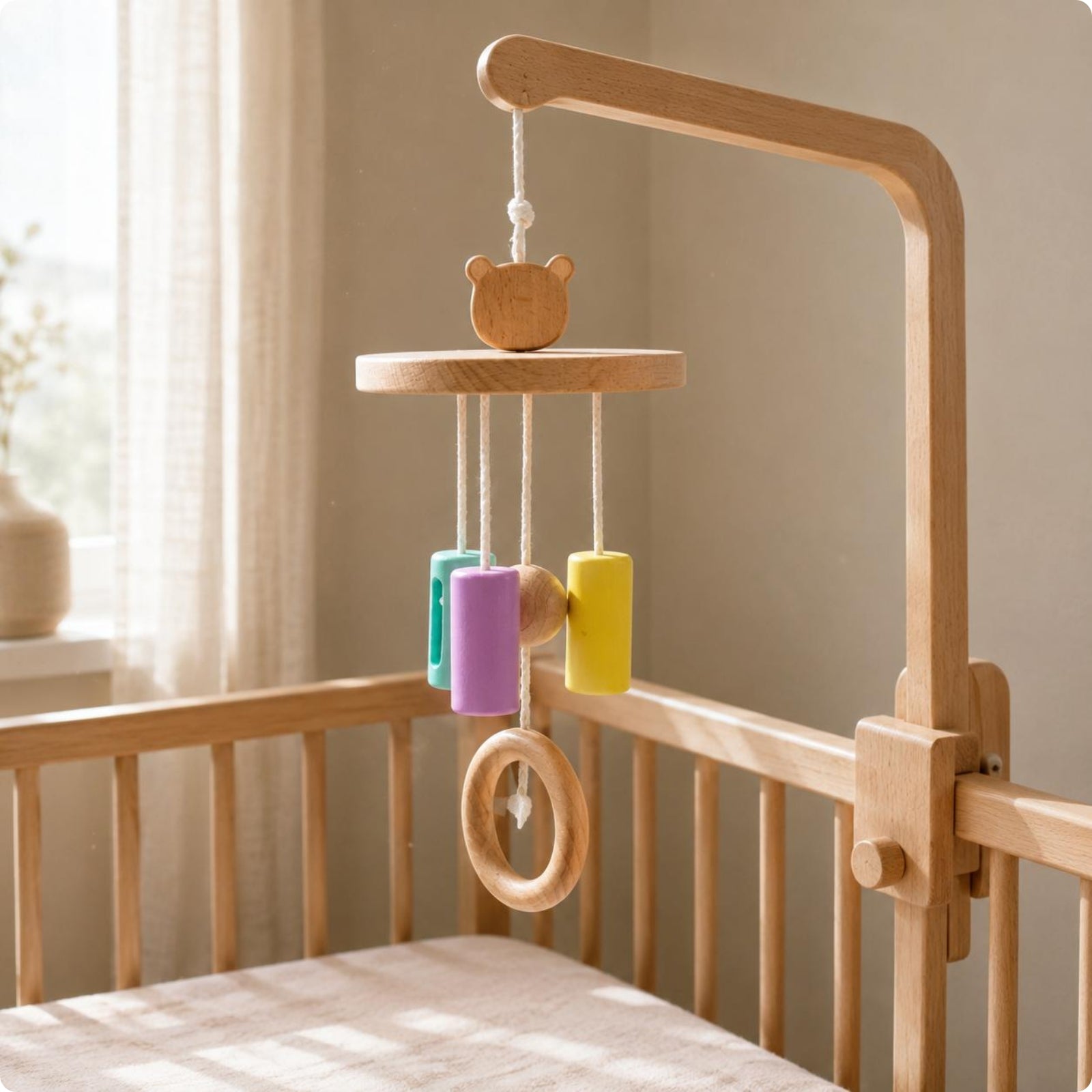 Educational Crib Mobile Natural Wooden Crib Mobile Handmade for Infants