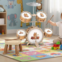 Toy Jazz Drum Kit Early Education Kids Drum Set Cartoon Design for Beginners