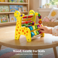 Deer Abacus Yellow Coloration Recognition Wooden Bead Maze Toy Smooth Sliding Math Manipulative