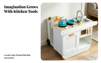 Fireplace-Style Wooden Pretend Kitchen Cart Children's Kitchen Playset Compact for Children