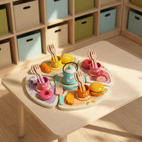 Wooden Tea Party Set Role Playing Pretend Food Playset Parent-Child Interaction