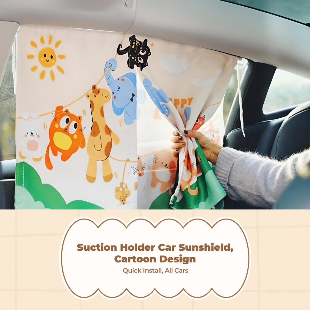Car window sun shield, retractable side window screen, sunblock protection, privacy, infant, universal fit, easy to install, black