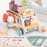 Wooden Ice Cream Truck Encourages Imaginative Play Shape Sorter Food Truck