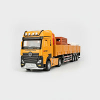 1:32 Scale Flatbed Truck Opening Doors Obstacle Toy Pull-Back Function Alloy Transport Truck Playset for Collectors, Boys, Display