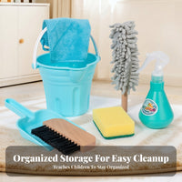 Pretend Cleaning Toy Child-Friendly Colors Toy Broom Set Cloth-likeLike Heads