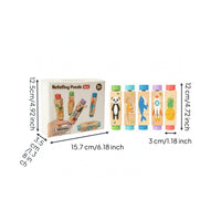5 Pieces Wooden Rotating Puzzle Multicolor Cylindrical Block Puzzle Imagination