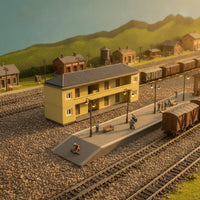Model Railway Building Detailed Miniature Station Structure Display for Modelers