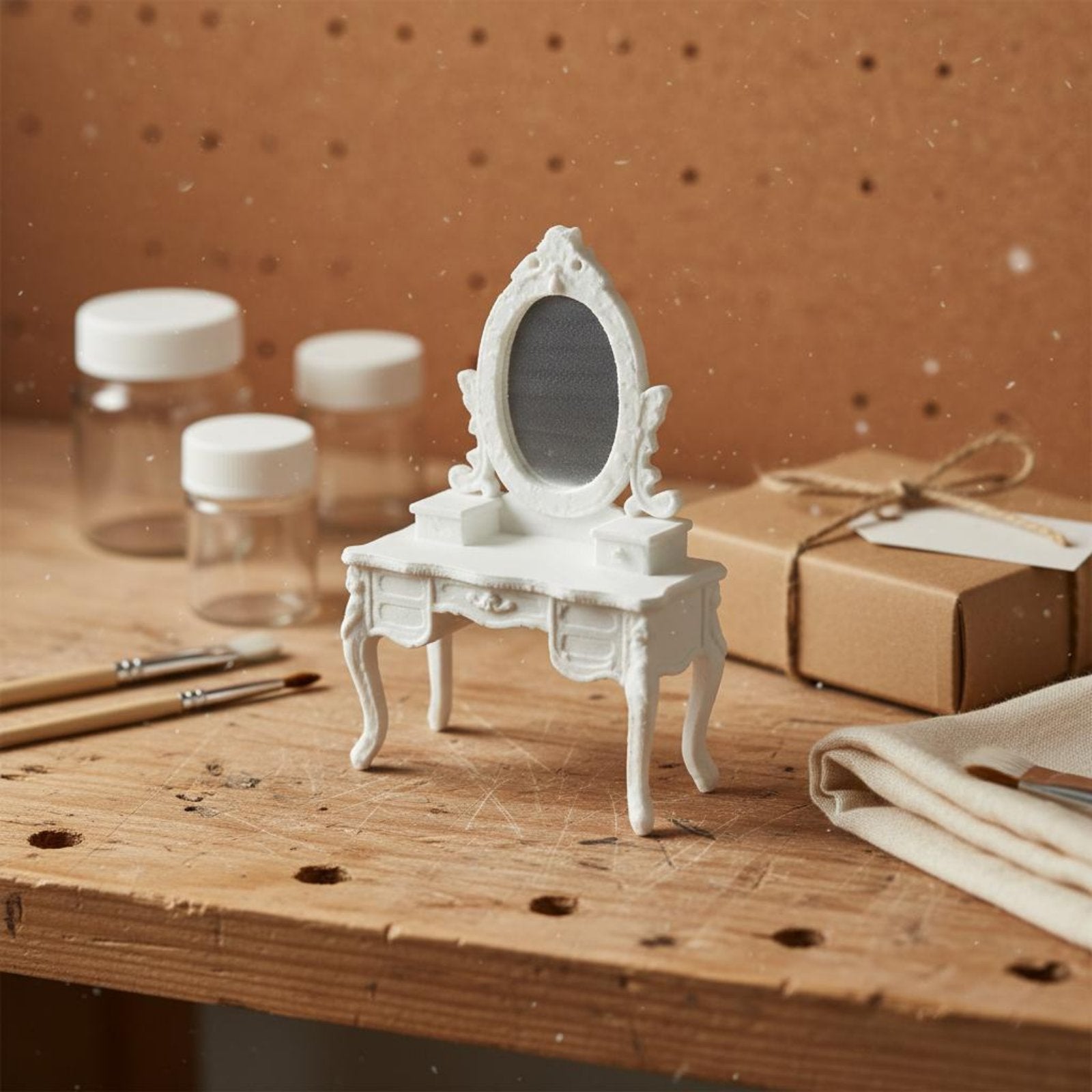 1:12 Scale Vanity Table Playhouse Toy Miniature Dressing Table for Hobbyists
