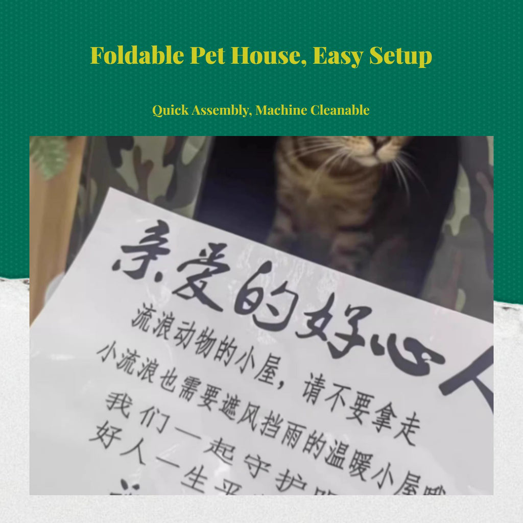 Insulated Outdoor Cat House, Waterproof Pet Shelter