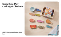 Cartoon Details Wooden Pretend Food Set Children's Kitchen Accessory Toy Portable